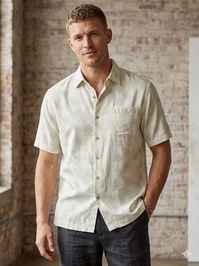 Nat Nast Luxury Silk/Cotton Resort Hawaiian Camp Shirt Mens Beach Coastal Summer